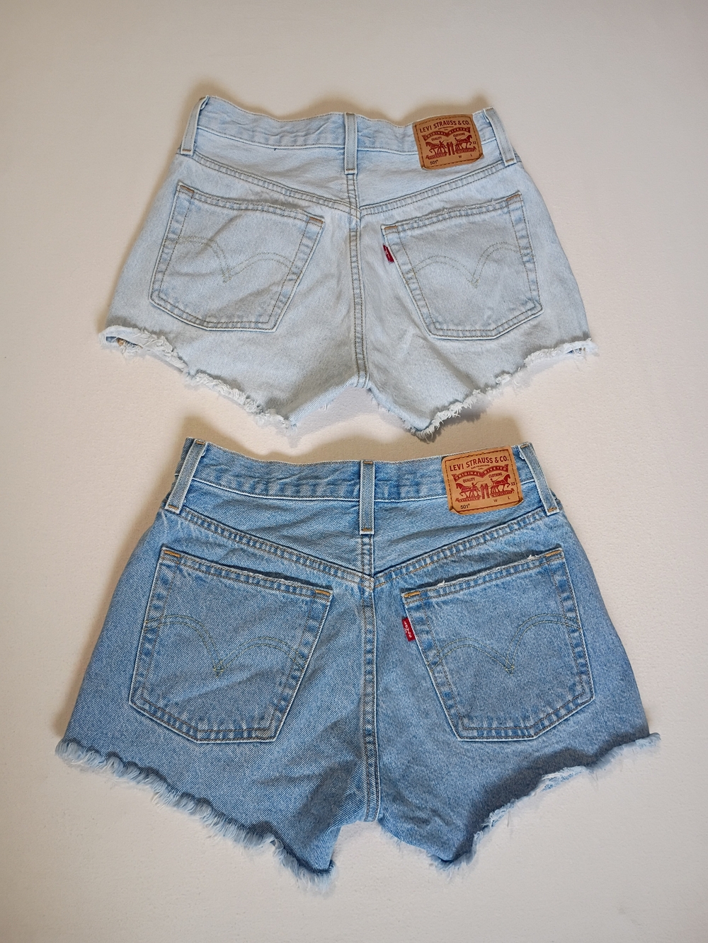 Bundle of 2 Levi's Denim Cutoff Shorts Size 25 High Waisted Frayed Hem Blue